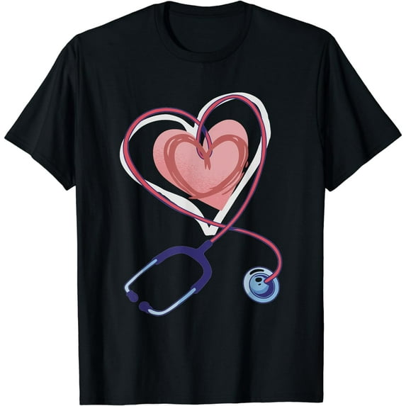 Stethoscope Heart, Stethoscope Valentine for Nurses Doctors T-Shirt
