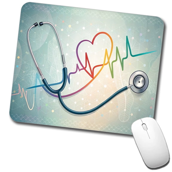 Stethoscope Heartbeat Medical Doctor Nurse EMT Mouse Pad Low Profile Gaming Mat