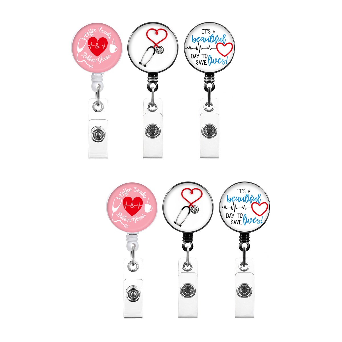 Stethoscope Labels 6 Pcs Pin Holder for Badge Doctor Id Card Clip