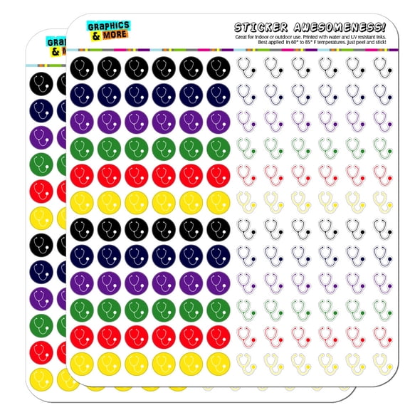 Stethoscope Medical Doctor Appointment Dots Planner Scrapbooking Crafting Stickers - Multi Color - Opaque