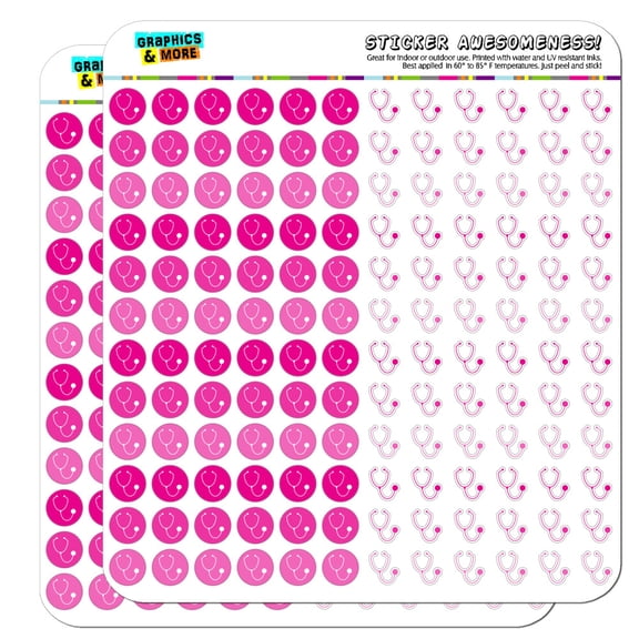Stethoscope Medical Doctor Appointment Dots Planner Scrapbooking Crafting Stickers - Pink - Opaque