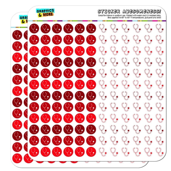 Stethoscope Medical Doctor Appointment Dots Planner Scrapbooking Crafting Stickers - Red - Opaque