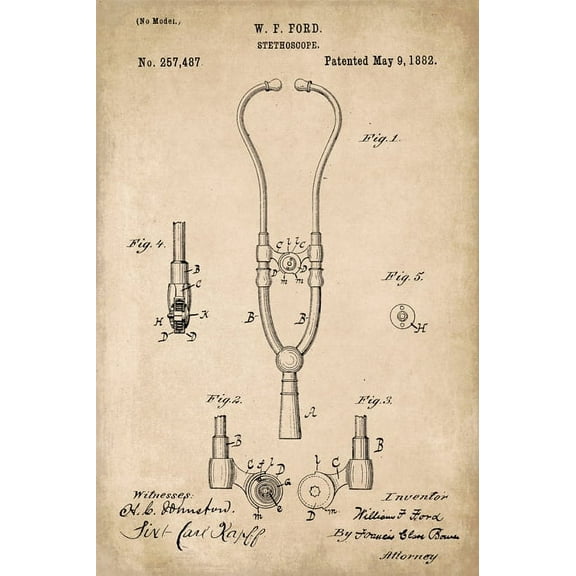 Stethoscope Medical Patent Art Print