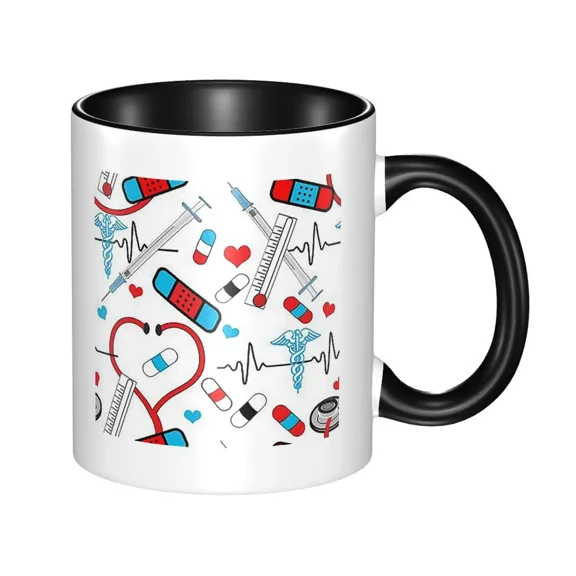 Stethoscope Nurse Doctor EKG Mug Funny Ceramic Coffee Cups Tea Mugs Milk Cup Drinkware Gift for F1RIENDS