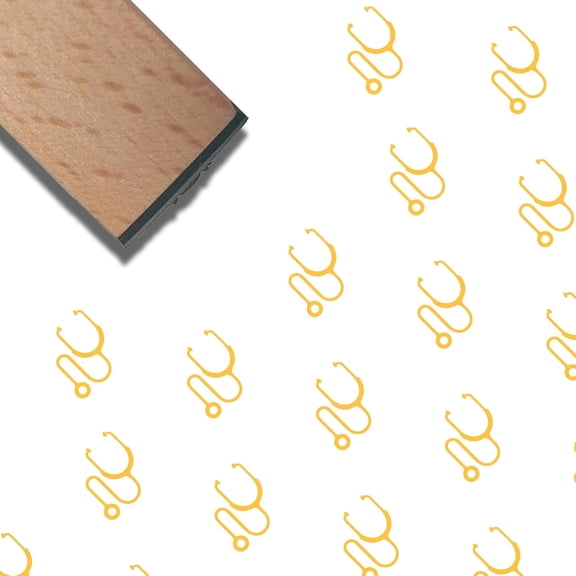 Stethoscope Stamp Rubber Wood Stamp Natural Wooden Reusable Vintage Decorative Hospital Auscultator Small Print Scrapbooking Seal for Albums Envelope Photo Card Making Journaling Planner Colorful