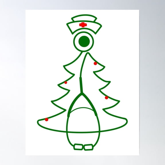 Stethoscope Tree (Green) Poster Wall Art, Modern Wall Decor, 8x12 UNFRAMED