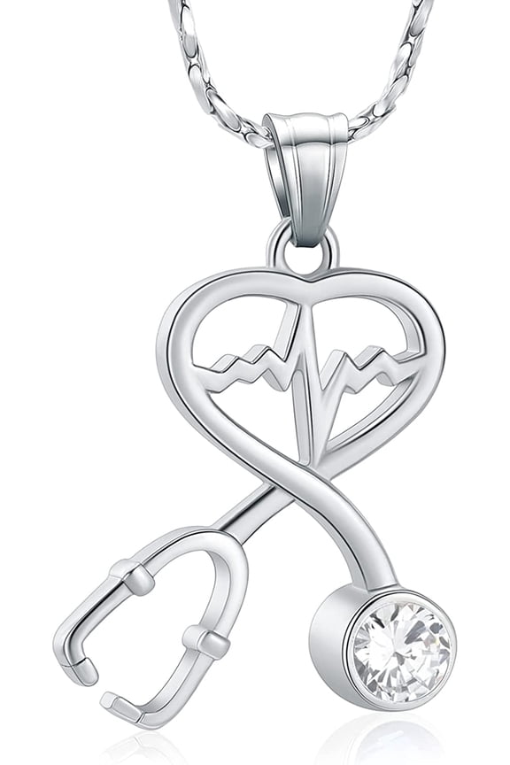Stethoscope Urn Necklace for Ashes Heartbeat Nursing Stethoscope Jewelry Graduation Gift Medicine Themed Cremation Urn Pendant for Doctor Nurse Medical Student Cremation Jewelry