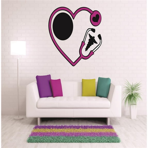 Stethoscope heart Design Peel & Stick Sticker Vinyl Wall Decal 30x25 Inches