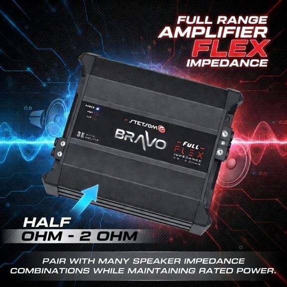 Stetsom Bravo Full Flex 3000 (3K) 0.5-2 Ohm Auto Impedance Flex Mono Amplifier
