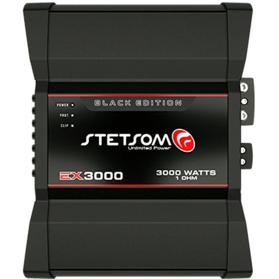 Stetsom EX3000 Class D 1 Ohm 1 Channel Digital Car Amplifier, Black Edition