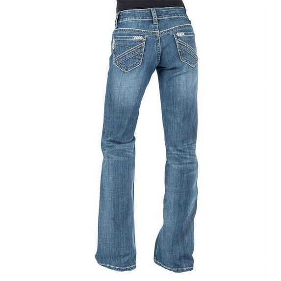 Stetson 0214 Ladies Trouser Style Western Jean Grey W/Chevron Back Pkt