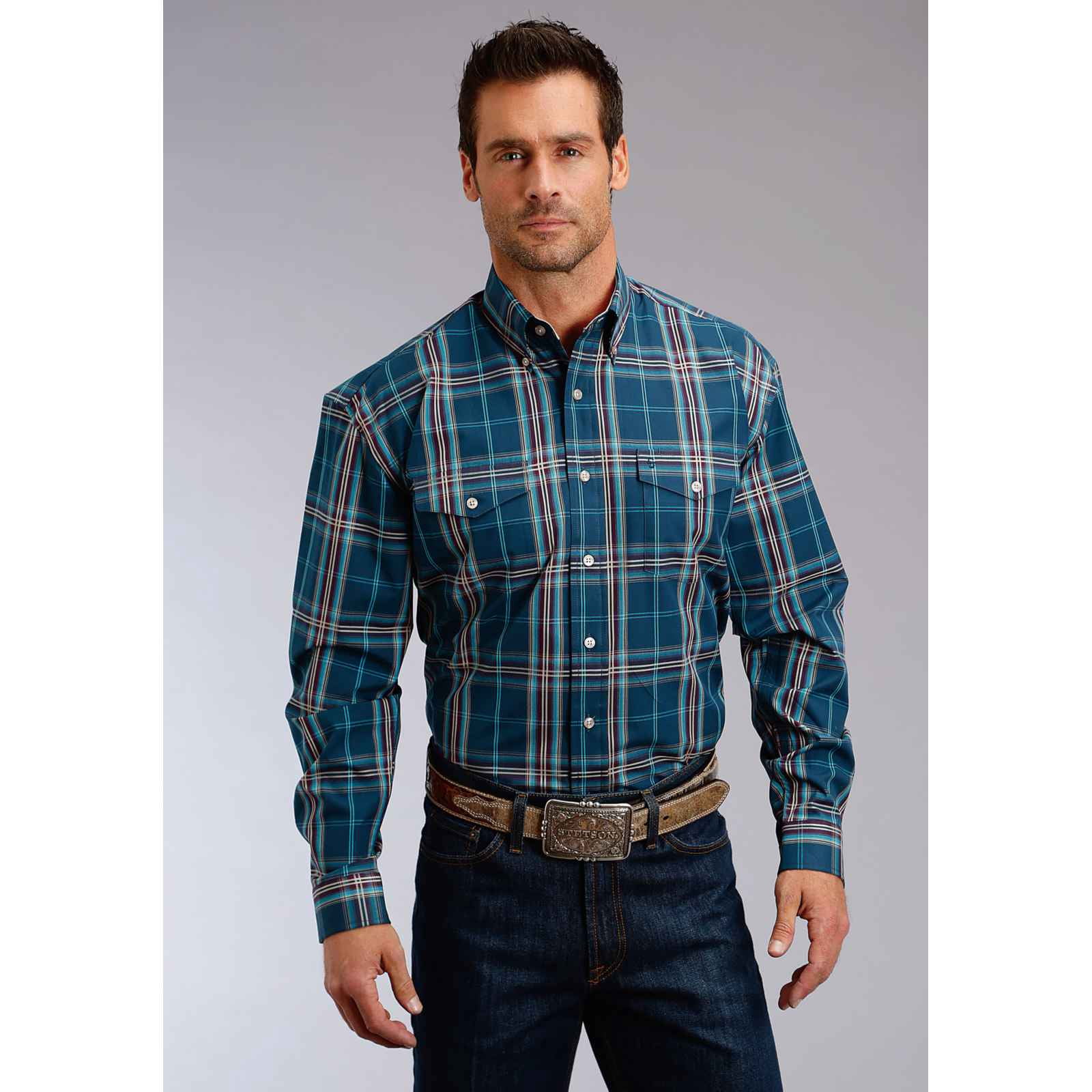 Stetson 0578 Men's Stetson Y/D Plaid W/Satin Stitch Midnight Plaid ...