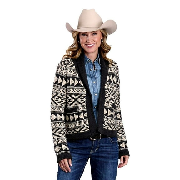 Stetson Apparel Womens Stetson  Aztec Cropped Cardigan Sweater XL Grey