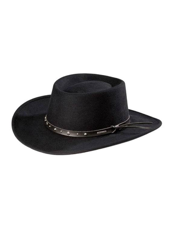 Men's Hawk Crushable Wool Gambler Hat Black Large