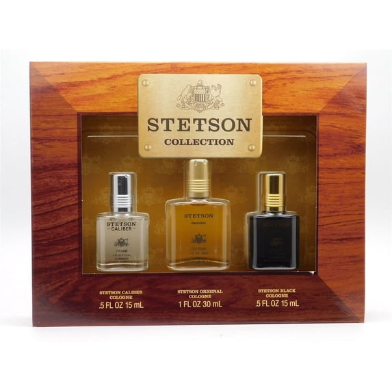 Stetson Cologne 3 Pc Collection Set: Original 1 Oz, Caliber .5 Oz & Black .5 Oz
