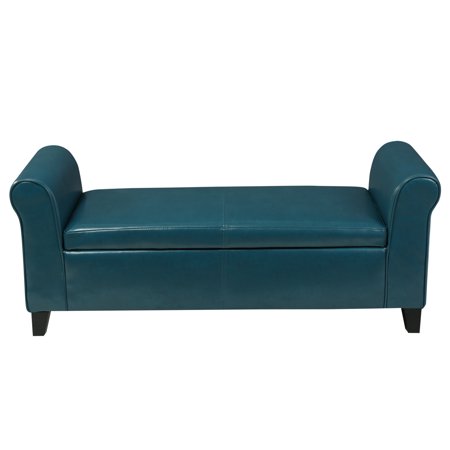 Stetson Contemporary Upholstered Storage Ottoman Bench, Teal