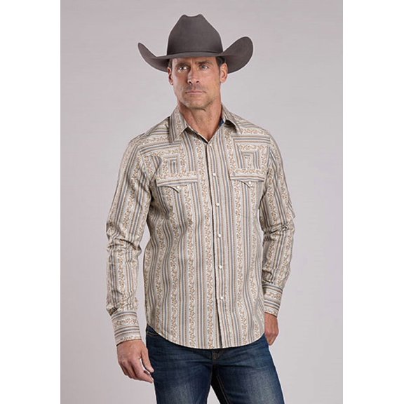 Stetson Frontier Wallpaper Brown - Mens Shirt - 11-001-0425-6662Br