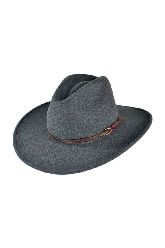 Grey Bull Crushable Wool Felt Aussie Hat - S - Gray Mix