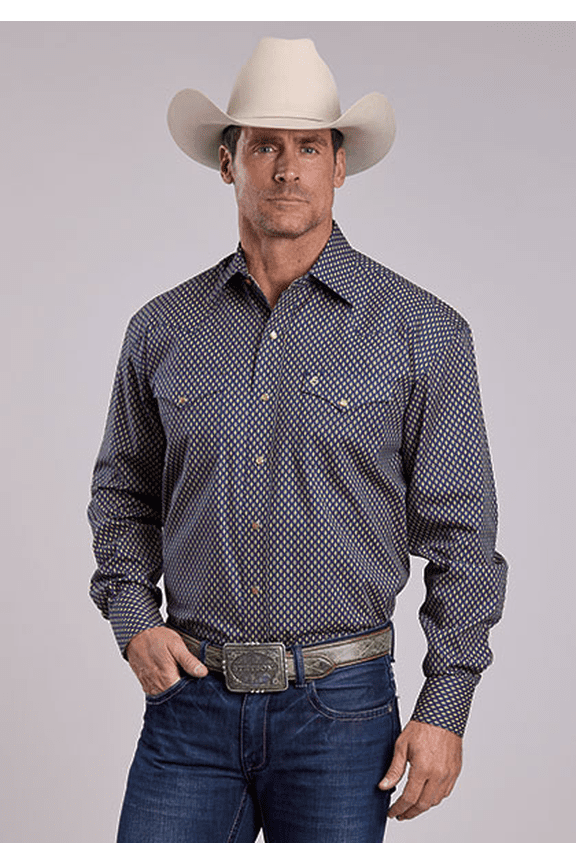 Heirloom Geo Snap Print Blue - Mens Shirt  - 11-001-0425-1072 Bu