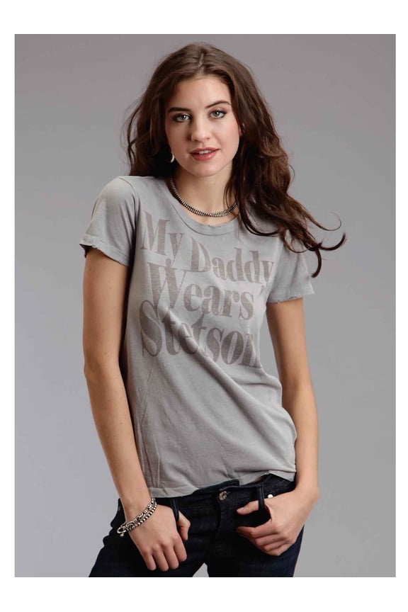 Ladies Cotton Short Sleeve T My Daddy Wears An Grey L, 0562
