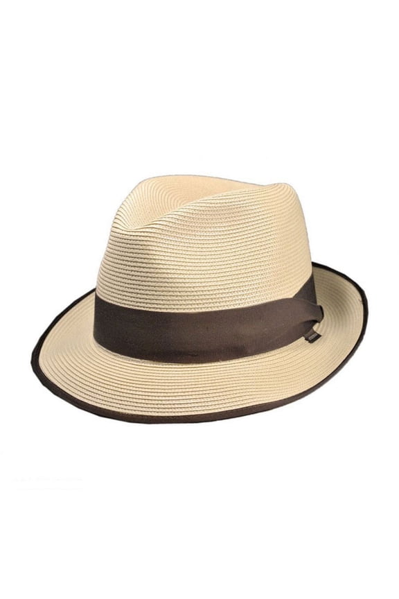 Latte Florentine Milan Straw Fedora Hat - 7.5 - Sand