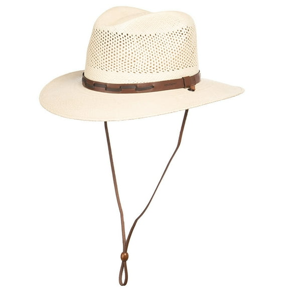 Stetson Men's Standard Stentson Airway Vented Panama Straw Hat, Natural, Large