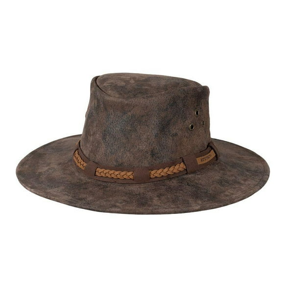 Stetson Men's Canberra Distressed Suede Aussie Safari Hat (Brown, Large)