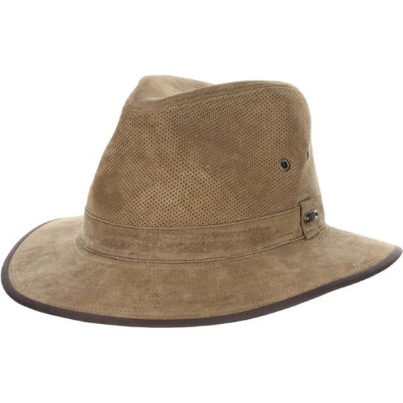 Stetson Men's Chelan Suede Leather Safari Fedora Hat (Tan, Large)