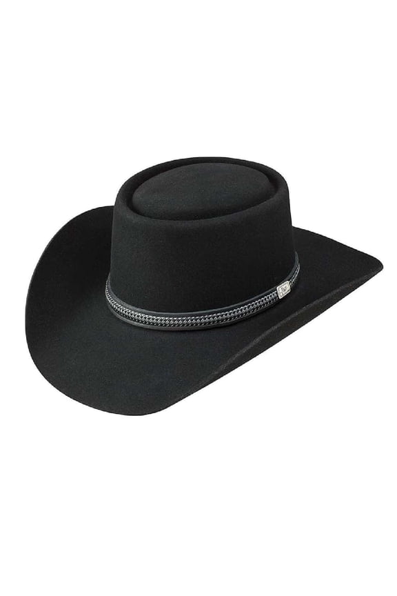 Men's Chinook Wool Leather Hatband Western Cowboy Hat - Black  6 3/4