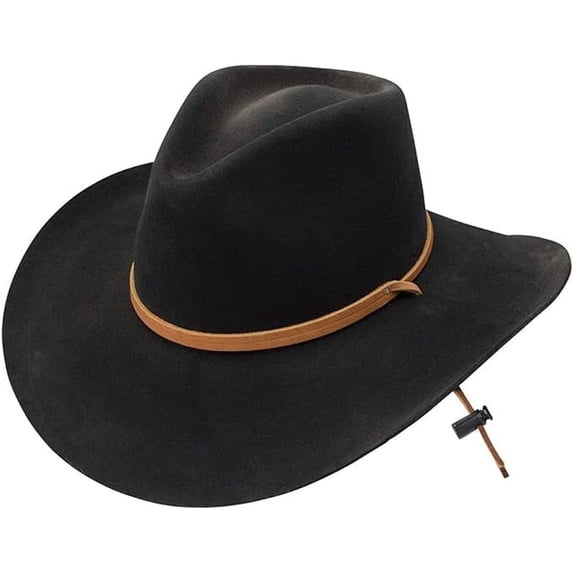 Stetson Men's Kelly Distressed Wool Outback Cowboy Hat (Black, Medium)