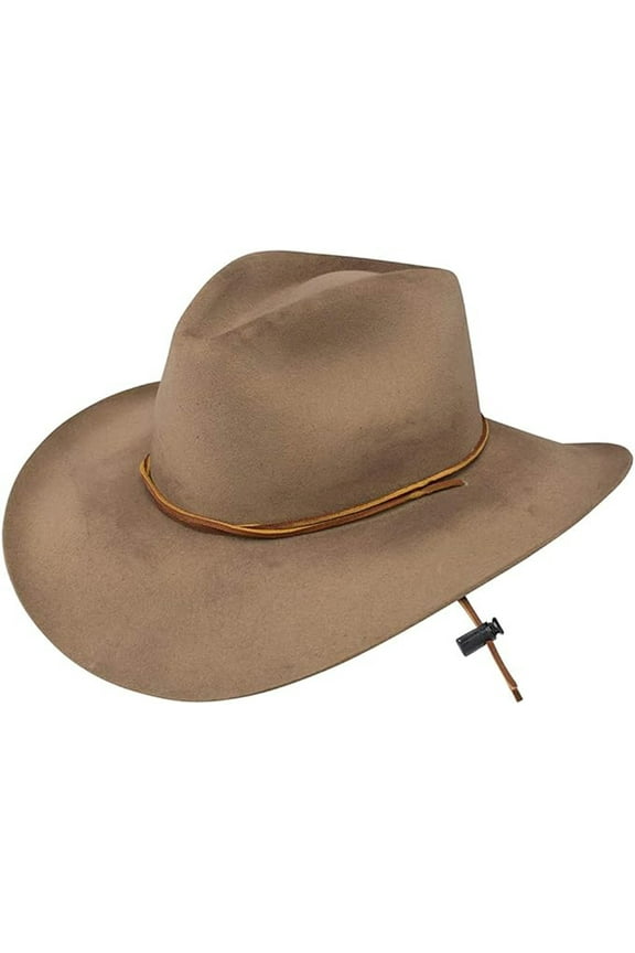 Men's Kelly Distressed Wool Outback Cowboy Hat (Silverbelly, Large)