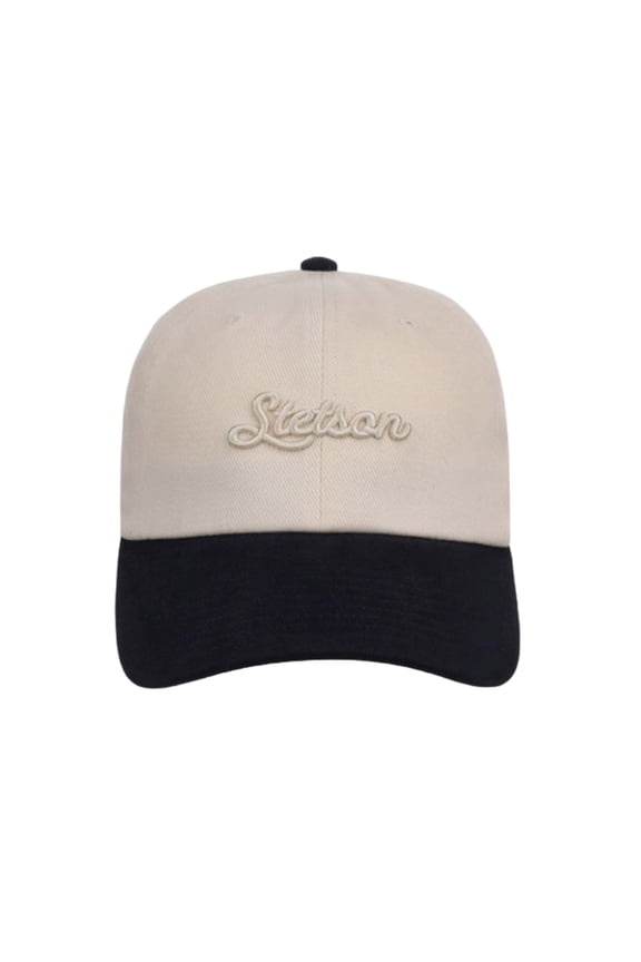 Men's Tonal Script Embroidered Logo Cream Navy Dad Cap 11-077-0102-0106-BU