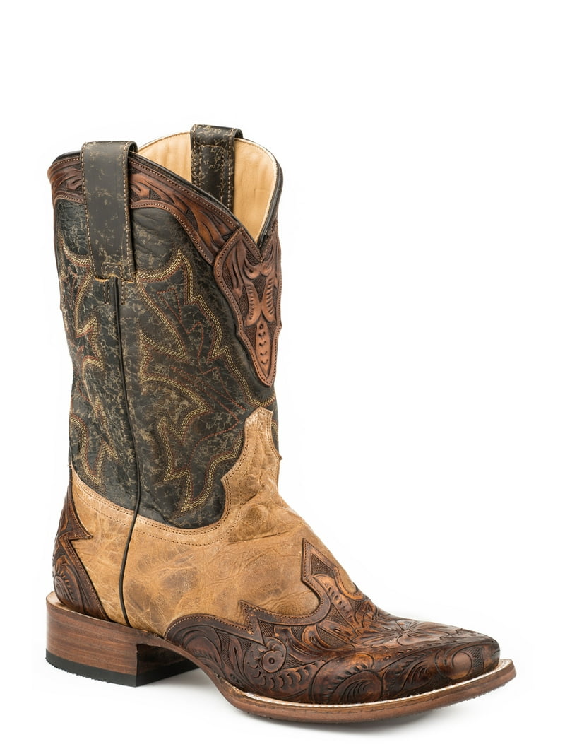 Stetson Mens Crackled Tan Leather Julian Cowboy Boots 9.5D  display picture 3