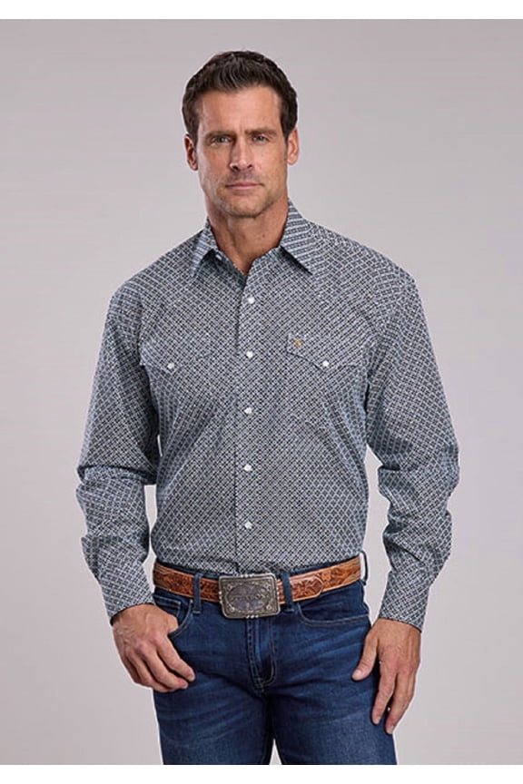 Navy Geo Print - Mens Shirt - 11-001-0425-2008Bu