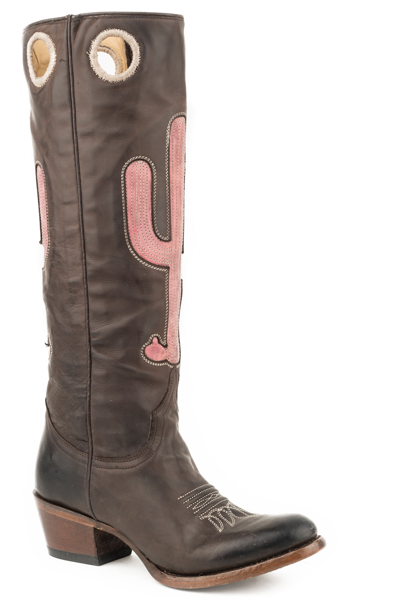 Stetson Pink Cactus Womens Brown Leather Taylor Cowboy Boots 7.5 Walmart