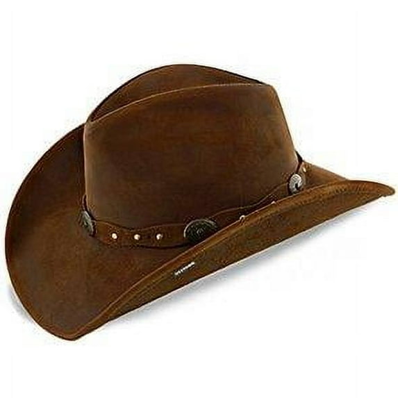 Stetson Men's Roxbury Shapeable Leather Cowboy Western Hat, Mocha, Large