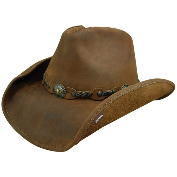 Stetson Men's Roxbury Shapeable Leather Cowboy Western Hat, Rust, Large