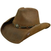 Stetson Mens Roxbury Shapeable Leather Cowboy Western Hat, Rust, Medium