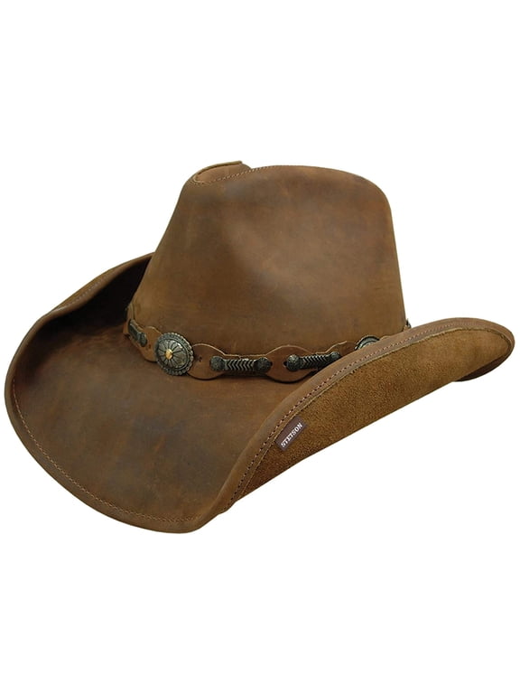 Men's Roxbury Shapeable Leather Cowboy Western Hat, Rust, Medium