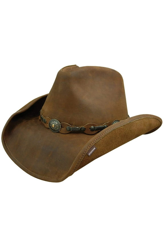Men's Roxbury Shapeable Leather Cowboy Western Hat, Rust, Medium
