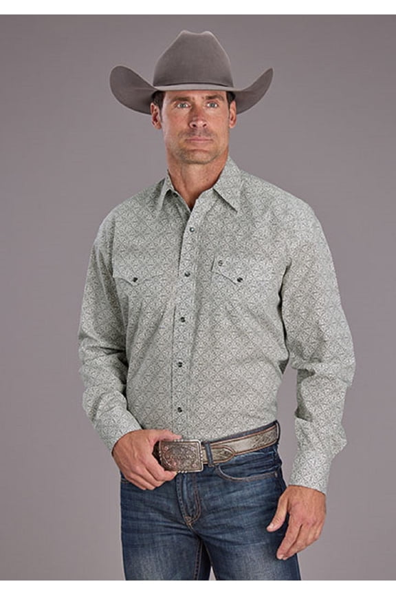 Snap Print Pewter Filigree - Mens Shirt  - 11-001-0425-4016Gy