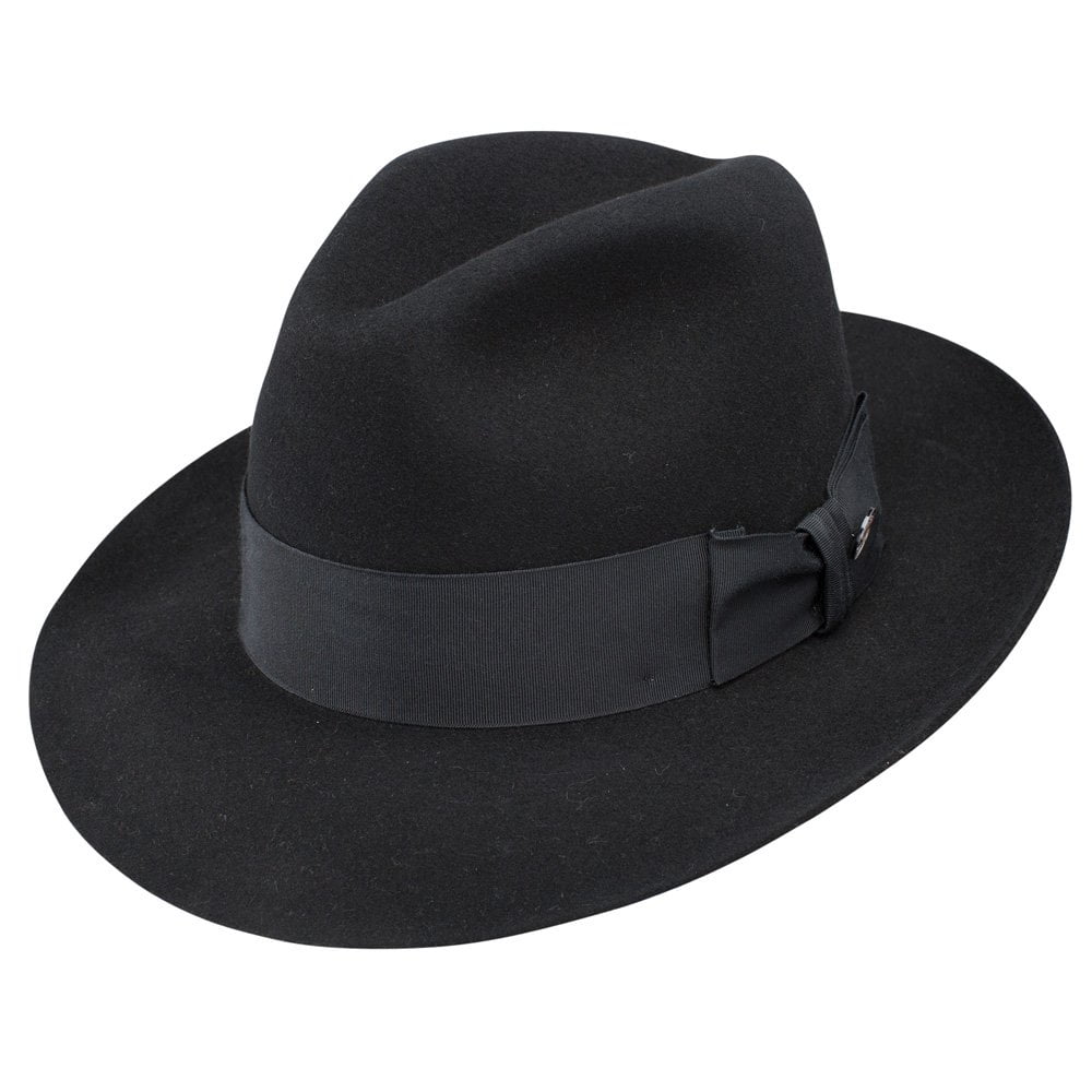 Stetson Men's Temple Wool Fedora Hat (Black, Medium)