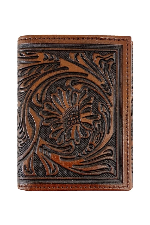 Tooled Brown Tri-Fold - Accessories Wallet  - 9809001-200