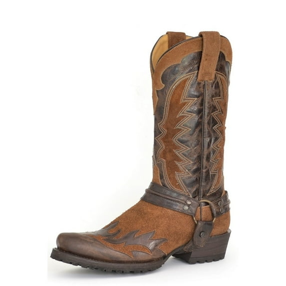 Stetson Western Boots Mens Biker Outlaw Wings Tan 12-020-6224-3861 TA