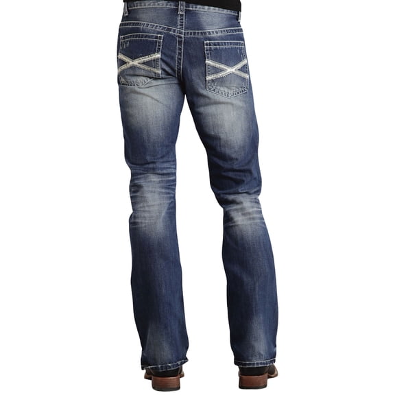 Stetson Men's Rock Fit Bold X Stitched Jeans Med Wash 36W x 36L US