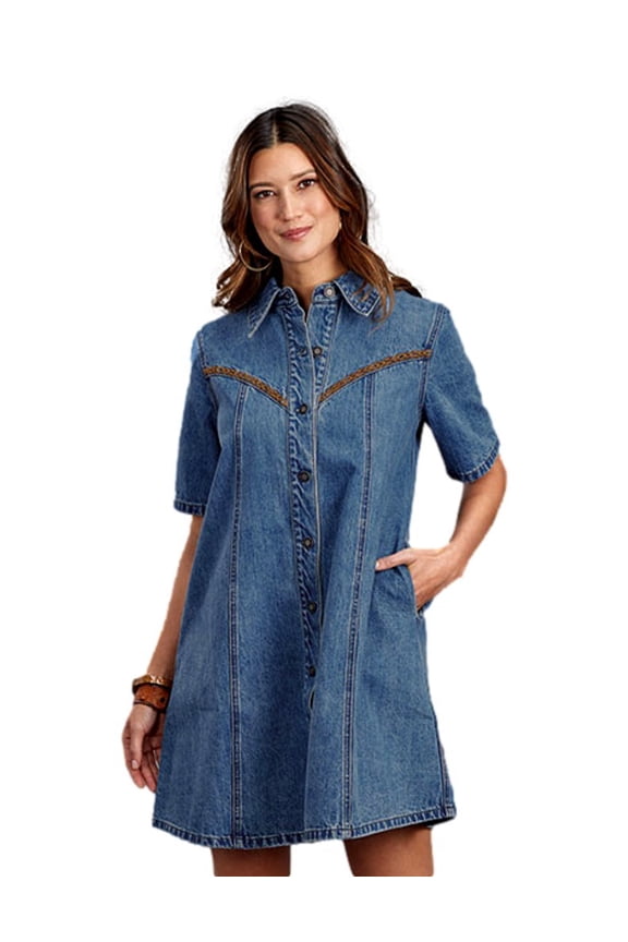 Western Dress Womens S/S A-line M Blue 11-057-0594-6038 BU