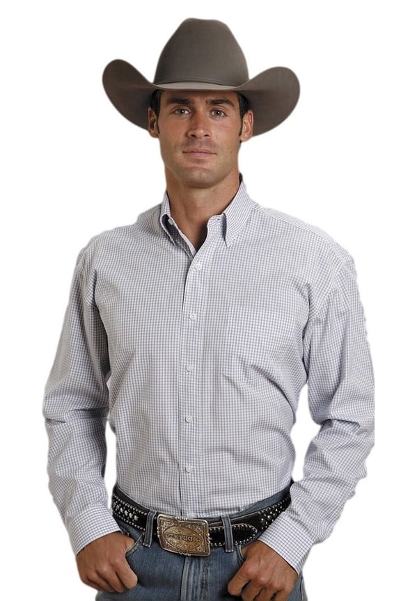 Western Shirt Mens L/S Button Plaid Blue 11-001-0579-0036 BU