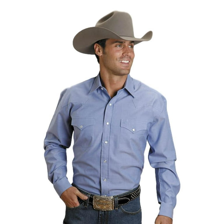 Stetson Western Shirt Mens L/S Snap 2XL Blue 11-001-0465-1023 BU