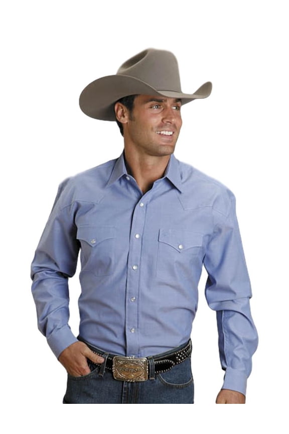 Pinpoint Blue Oxford Snap - Mens Shirt - 11-001-0465-1023Bu