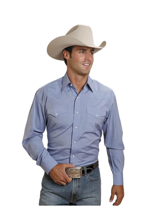 Western Shirt Mens L/S Snap M Blue 11-001-0465-0041 BU